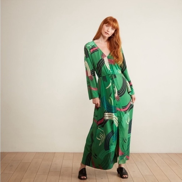 NWT ANTHROPOLOGIE THE ODELLS KIMONO MAXI DRESS Size Medium - Picture 1 of 9